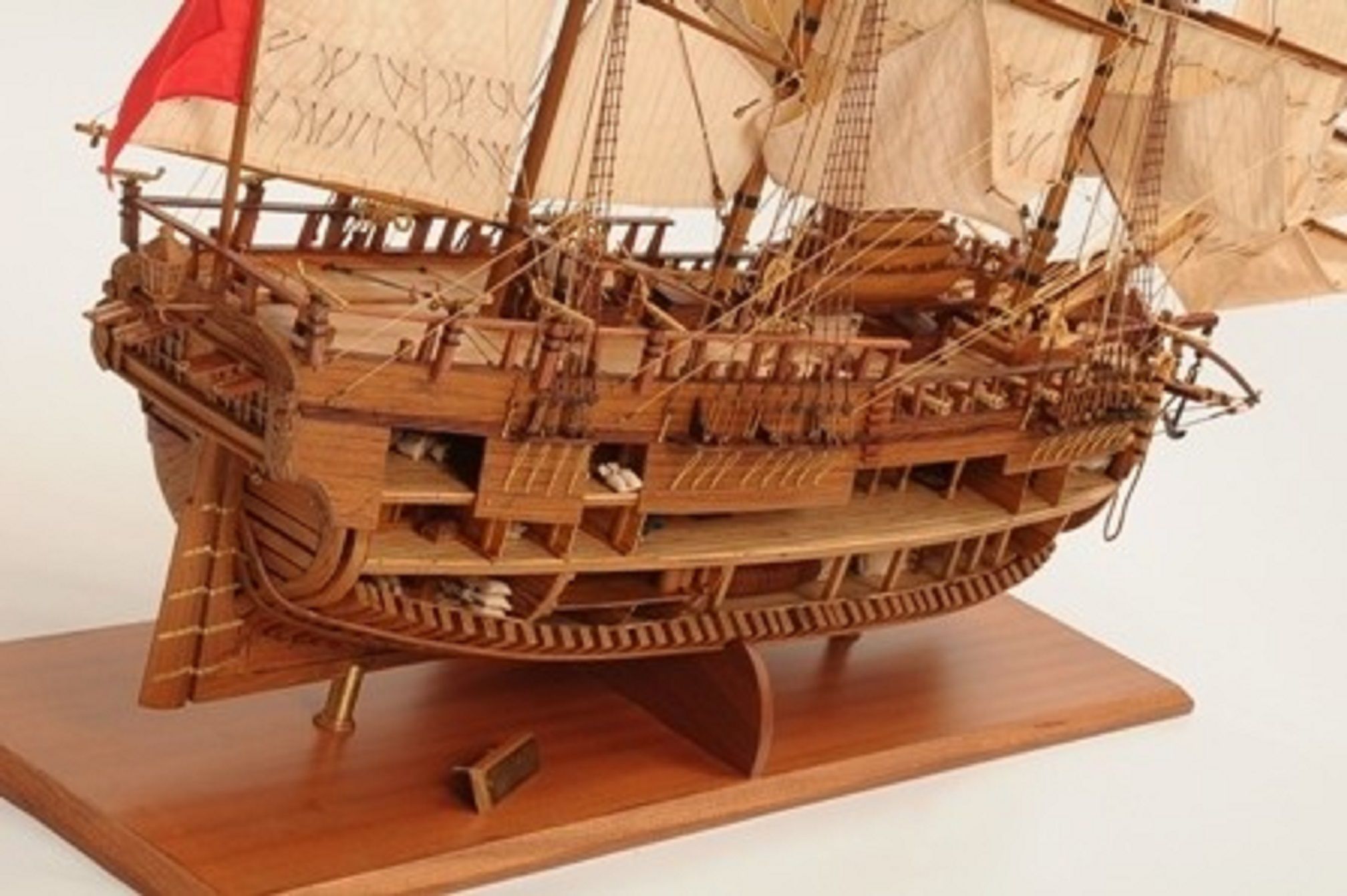 Hms Endeavour Open Hull Model Ship Handcrafted Wooden Ready Made Free