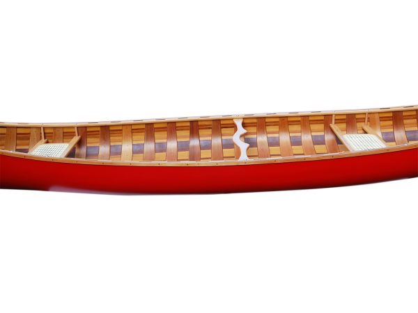 Red Wooden Ribbed Canoe (16ft) - OMH (K187)