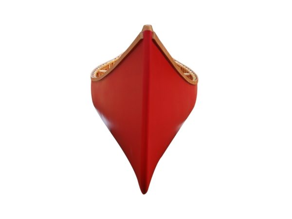 Red Wooden Ribbed Canoe (16ft) - OMH (K187)