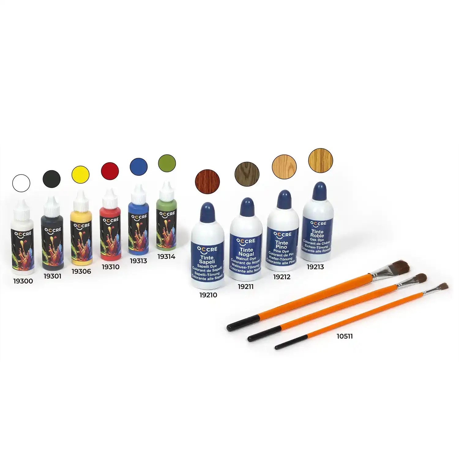 Water Based Basic paints, dye pack and brushes (90547)