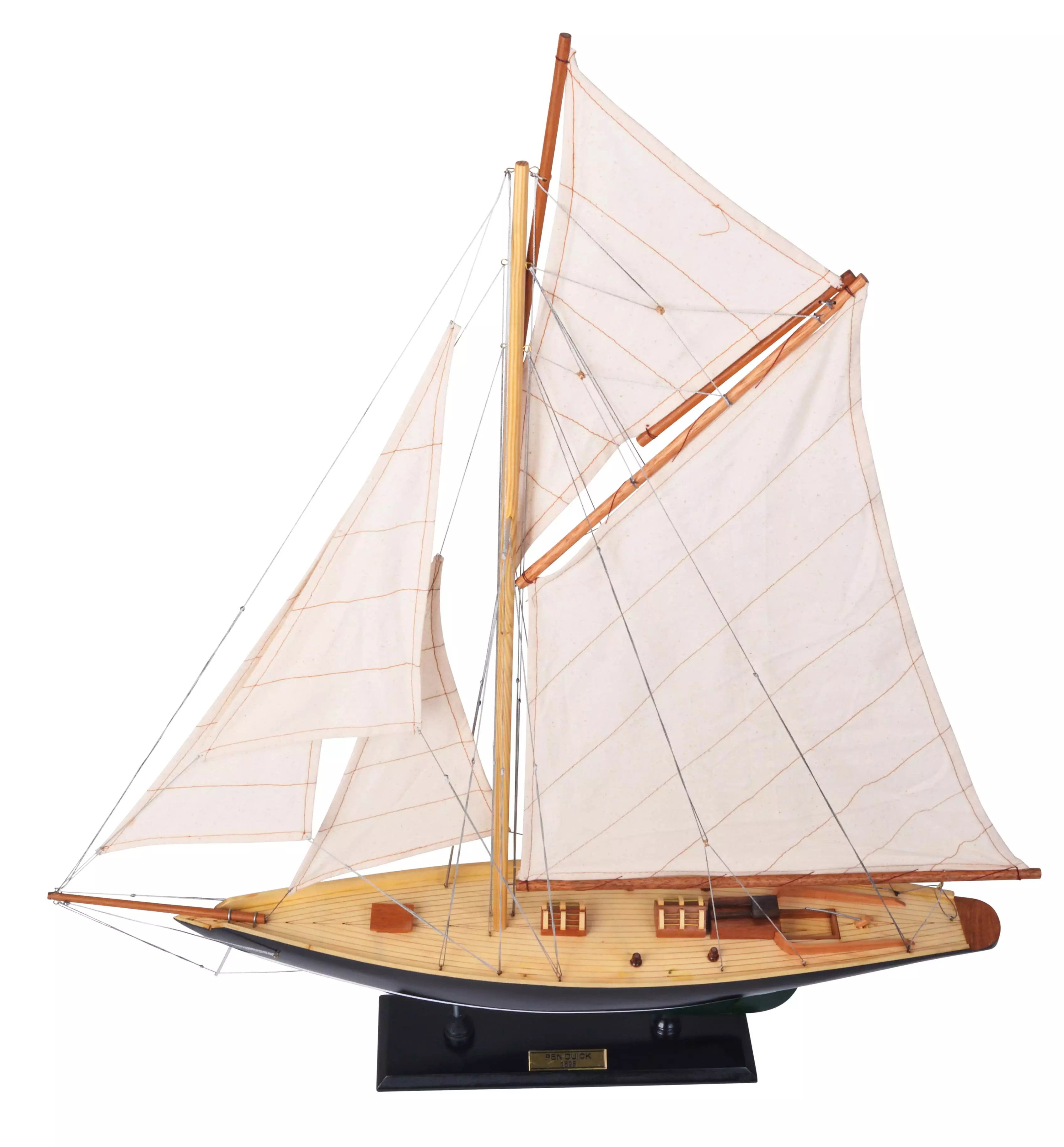 31.5" x 28.5" Eric Tabarly's Pen Duick Sailboat Built Wood Model Yacht Assembled 