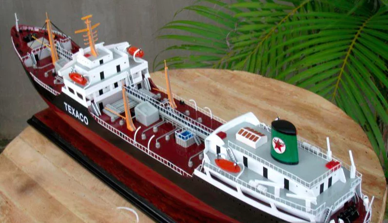 Texaco Bogota Oil Tanker Handmade Wooden Ship Model 